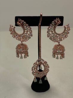 Golden & White Jhumki Tikka Set