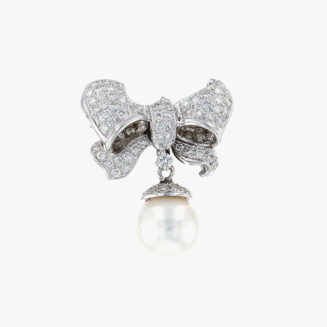 Silver Style Ribbon Bow Cultured Earrings