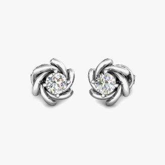 Solitaire Diamond Platinum Earrings