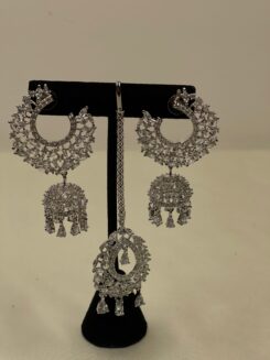 Silver & White Jhumki Tikka Set